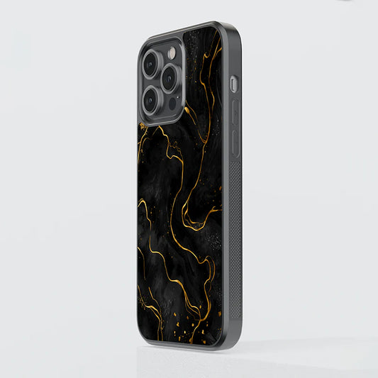 Luxury Black & Gold Marble iPhone Case – Slim Shockproof Protective Cover