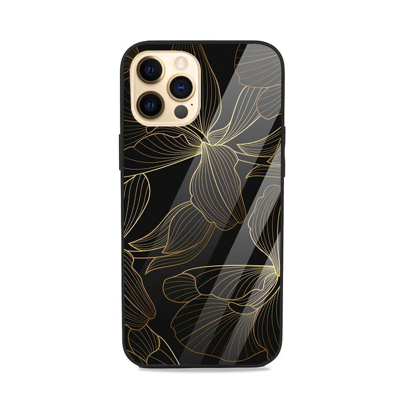 Luxury Black & Gold Line Art Floral iPhone Case – Slim Shockproof Designer Cover