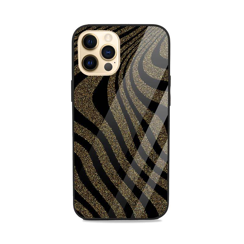 Luxury Black & Gold Glitter Wave iPhone Case – Slim Shockproof Designer Cover