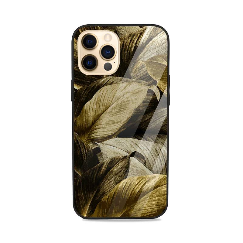 Luxury Gold Botanical Leaves iPhone Case – Slim Shockproof Designer Cover