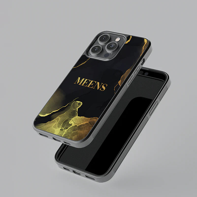 Personalized Black & Gold Name iPhone Case – Luxury Custom Slim Shockproof Cover
