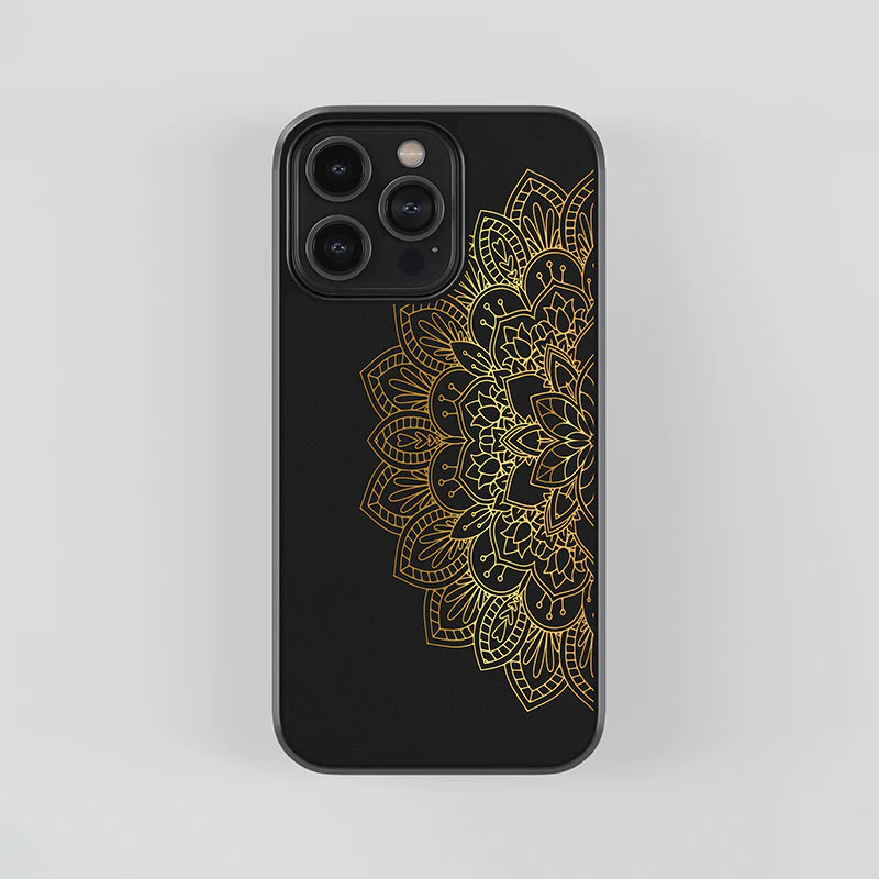 Luxury Black & Gold Mandala iPhone Case – Slim Shockproof Designer Cover