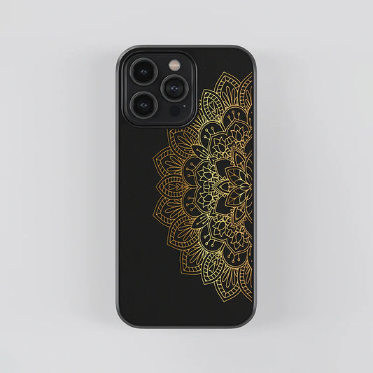 Luxury Black & Gold Mandala iPhone Case – Slim Shockproof Designer Cover