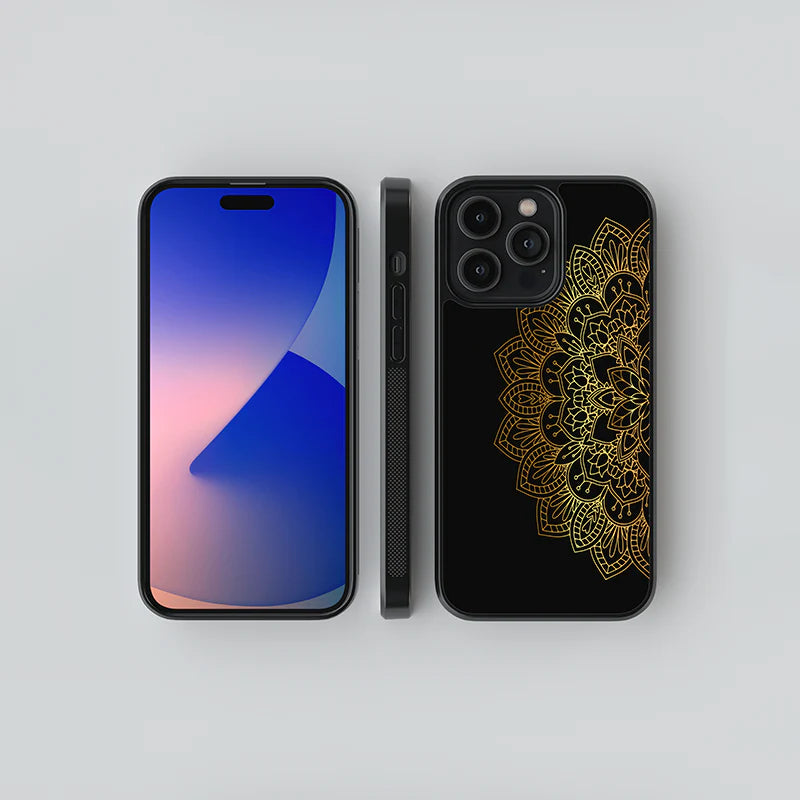 Luxury Black & Gold Mandala iPhone Case – Slim Shockproof Designer Cover