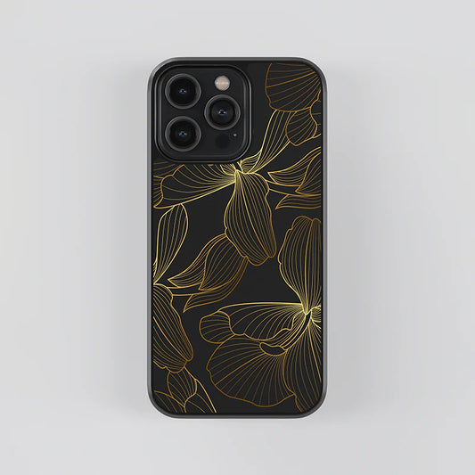 Luxury Black & Gold Line Art Floral iPhone Case – Slim Shockproof Designer Cover