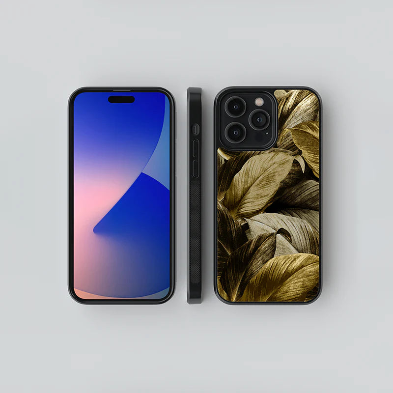 Luxury Gold Botanical Leaves iPhone Case – Slim Shockproof Designer Cover