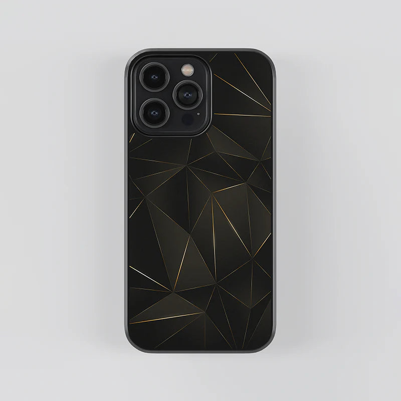Luxury Black Geometric Gold iPhone Case – Slim Shockproof Designer Cover