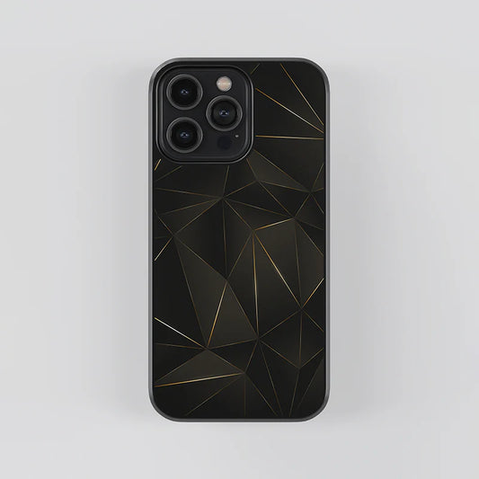 Luxury Black Geometric Gold iPhone Case – Slim Shockproof Designer Cover