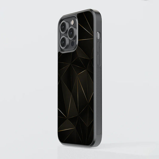 Luxury Black Geometric Gold iPhone Case – Slim Shockproof Designer Cover