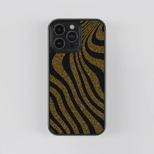Luxury Black & Gold Glitter Wave iPhone Case – Slim Shockproof Designer Cover
