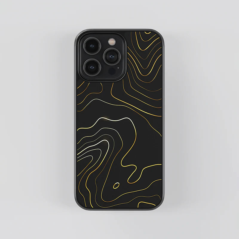 Luxury Black & Gold Abstract Line iPhone Case – Slim Shockproof Designer Cover