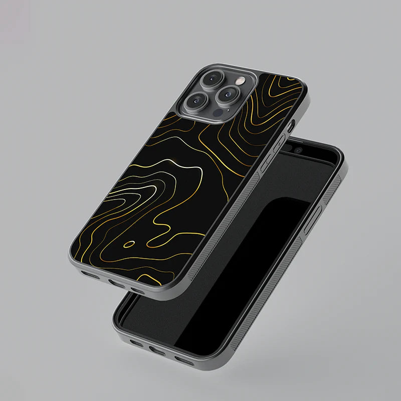Luxury Black & Gold Abstract Line iPhone Case – Slim Shockproof Designer Cover