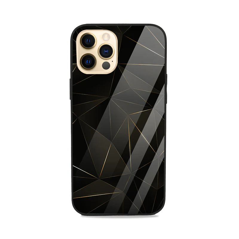 Luxury Black Geometric Gold iPhone Case – Slim Shockproof Designer Cover