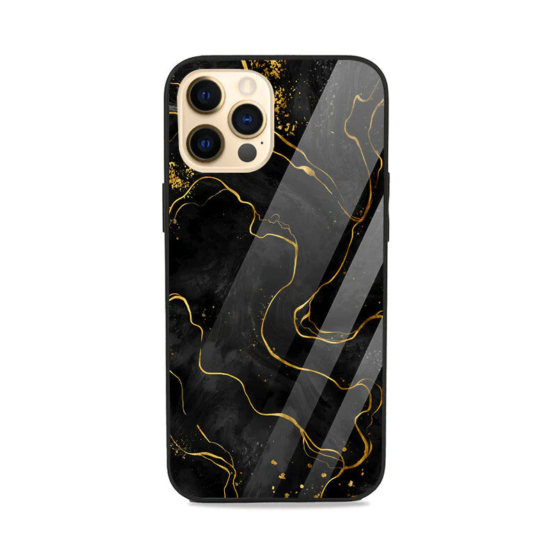 Luxury Black & Gold Marble iPhone Case – Slim Shockproof Protective Cover